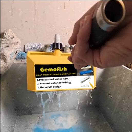 Gemofish Paint Roller Cleaner & Fluffer – Pressurized Water Flow Quick Cleaning Tool