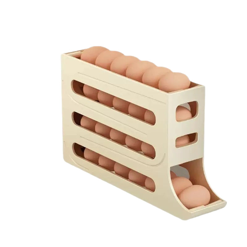 4-Layer Rolling Egg Storage Box for Fridge Side Door Organizer
