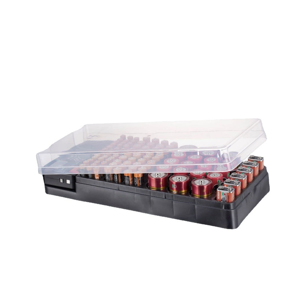 Battery Storage Box with Capacity Tester & Battery Conversion Tool（AA/AAA/C/D/9V/Button Cell）