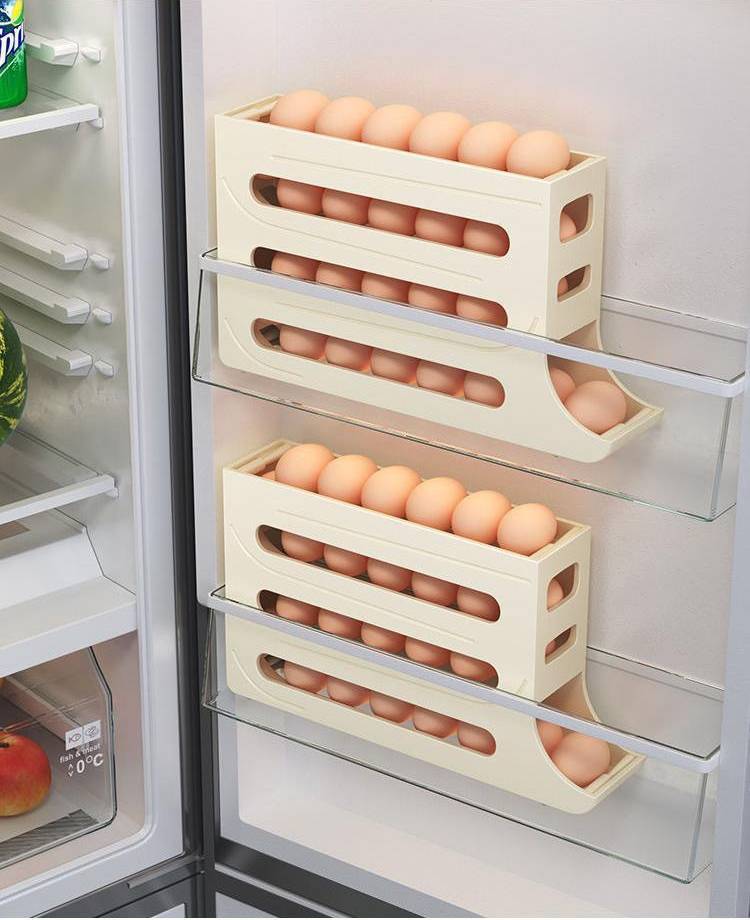 4-Layer Rolling Egg Storage Box for Fridge