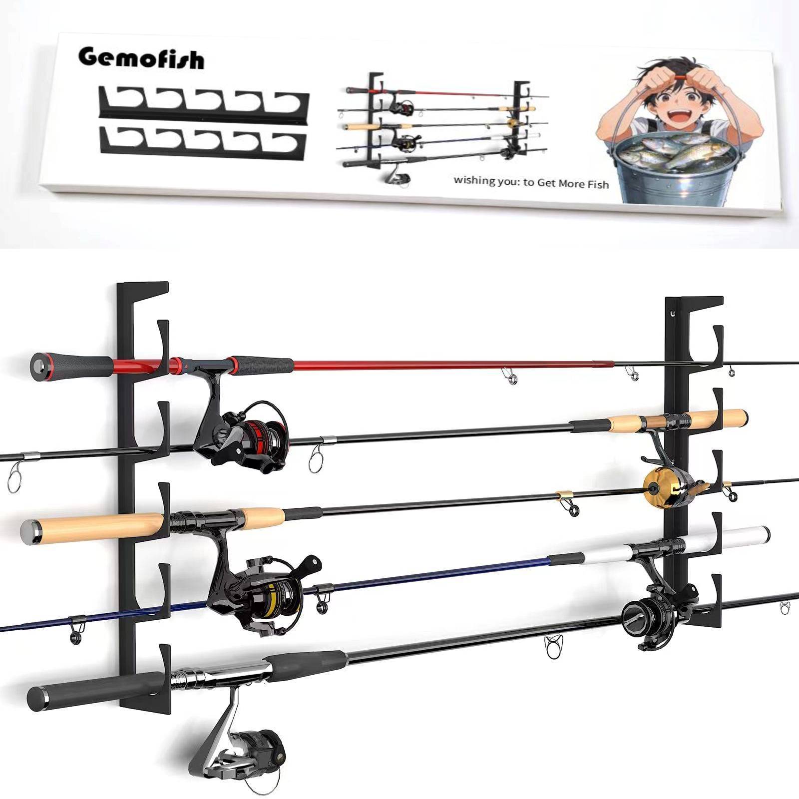 Wall Mounted Fishing Rod Rack Installed in Garage for Organized Storage