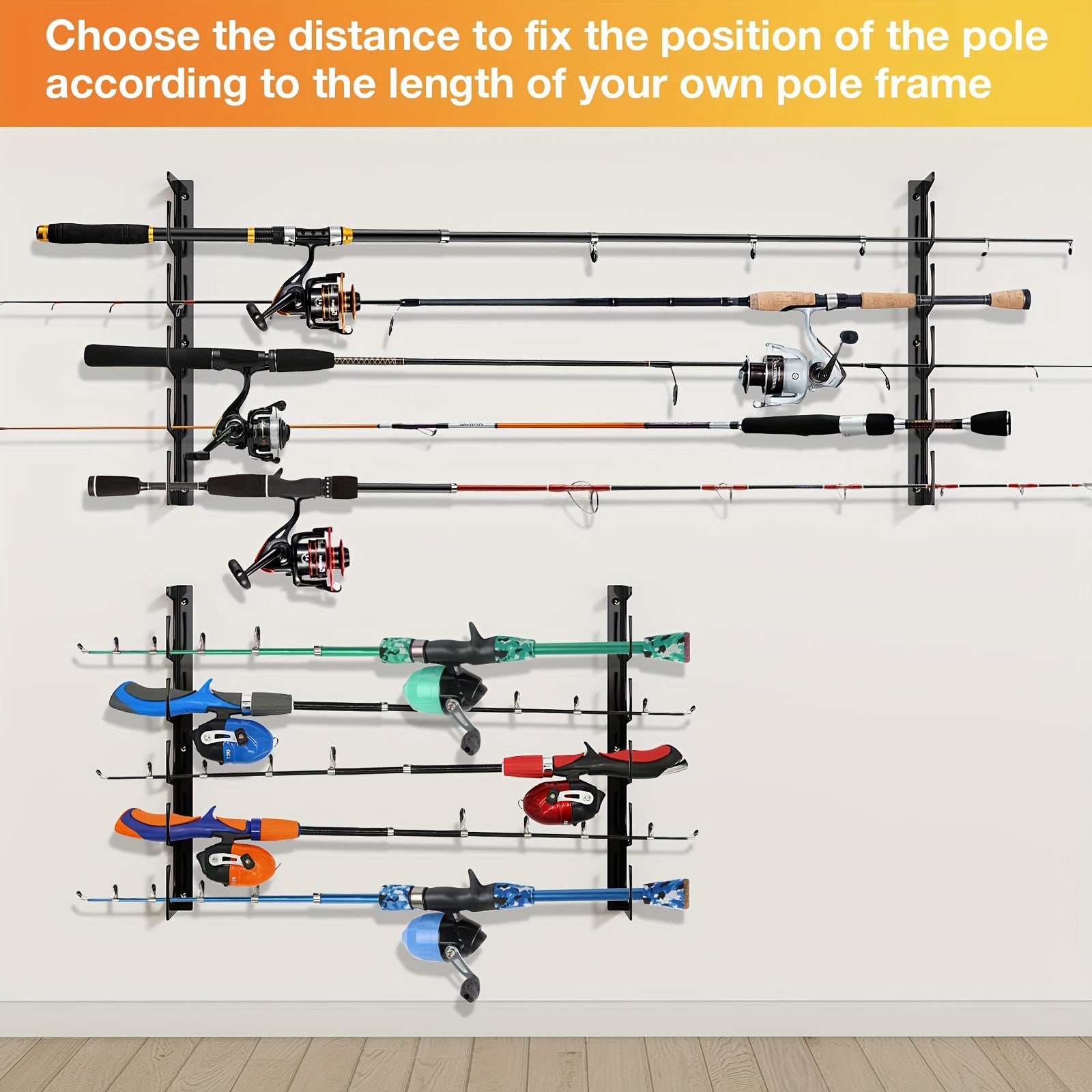 Installed Wall Mount Fishing Rod Stand in Garage or Outdoor Shed