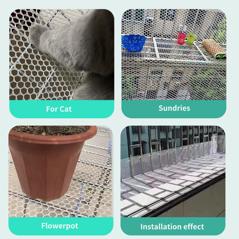 Balcony Safety Net Securing Flower Pots and Plants