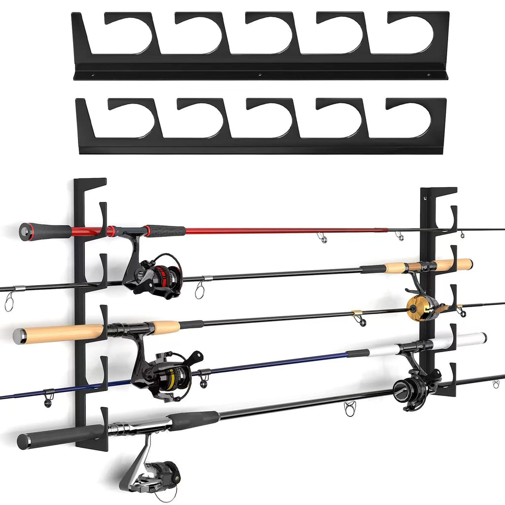 Iron Fishing Rod Wall Mount Stand – Heavy Duty Storage Rack for Multiple Rods