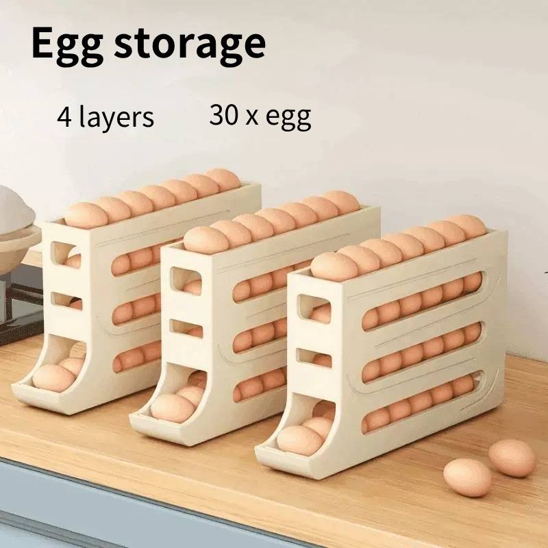 Multi-Purpose Rolling Egg Storage Box for Eggs, Small Fruits, and Dairy