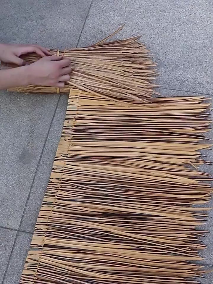 Artificial Thatch Installed in Garden Landscaping for Tropical Look